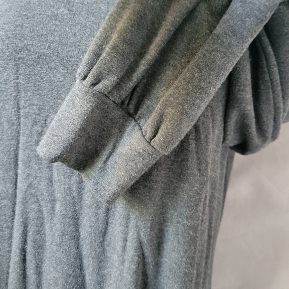 Encircled Comfy Puff Sleeve Mock Neck Dress Gray L - Picture 12 of 16